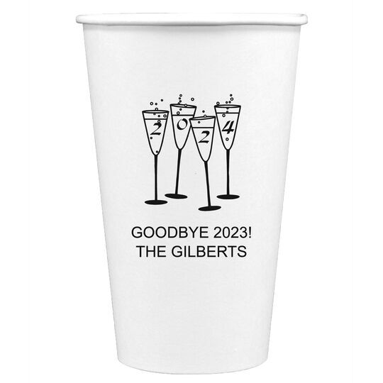 2024 New Years Glasses Paper Coffee Cups